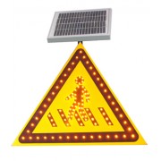 张家界注意行人标志牌 太阳能三角警示牌包邮