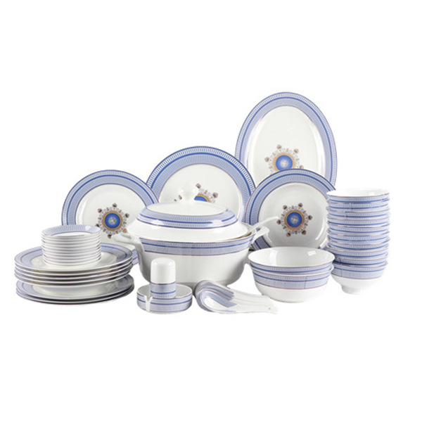 景德镇陶瓷碗碟盘套装家用骨质瓷碗筷吃饭碗盘子中式组合餐具套装