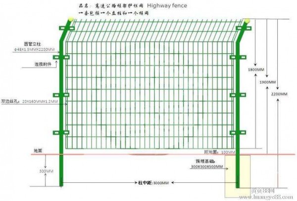 深圳高速公路护栏网规格图