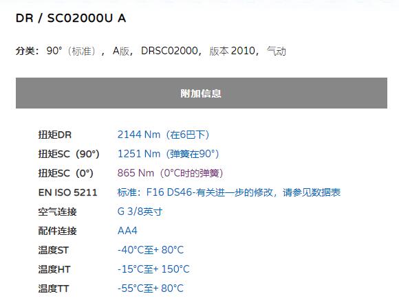 AIR TORQUE气动执行机构DR系列