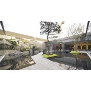 广州庭院黑山石水池驳岸日式庭院办公设计黑山石加工定制